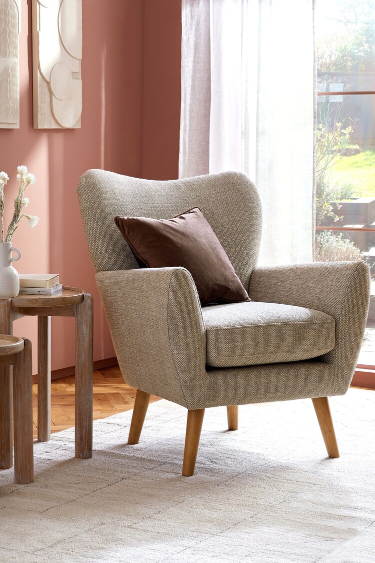 Chunky Weave Mid Natural Wilson II Highback Arm Chair - Image 2 of 10