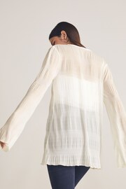 White Sheer Texture Longline Top - Image 3 of 7