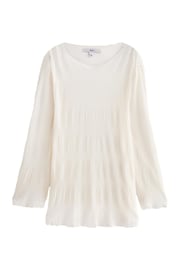 White Sheer Texture Longline Top - Image 7 of 7