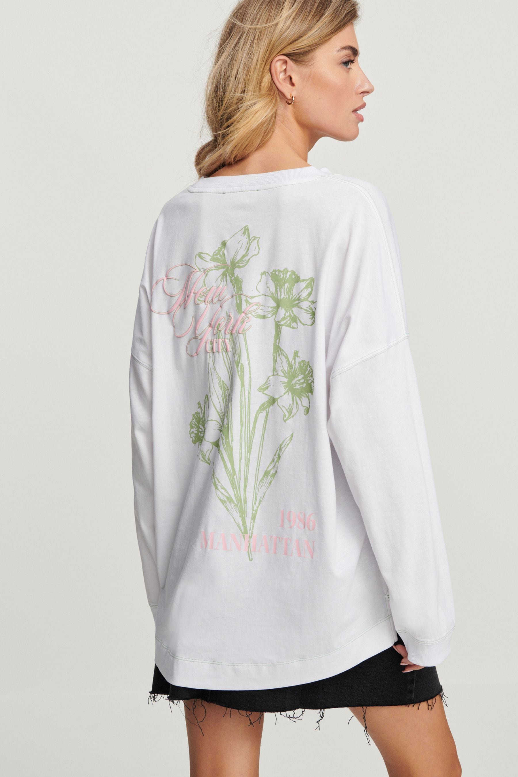 Buy White Long Sleeve Brooklyn New York City Back Graphic Top from Next Luxembourg