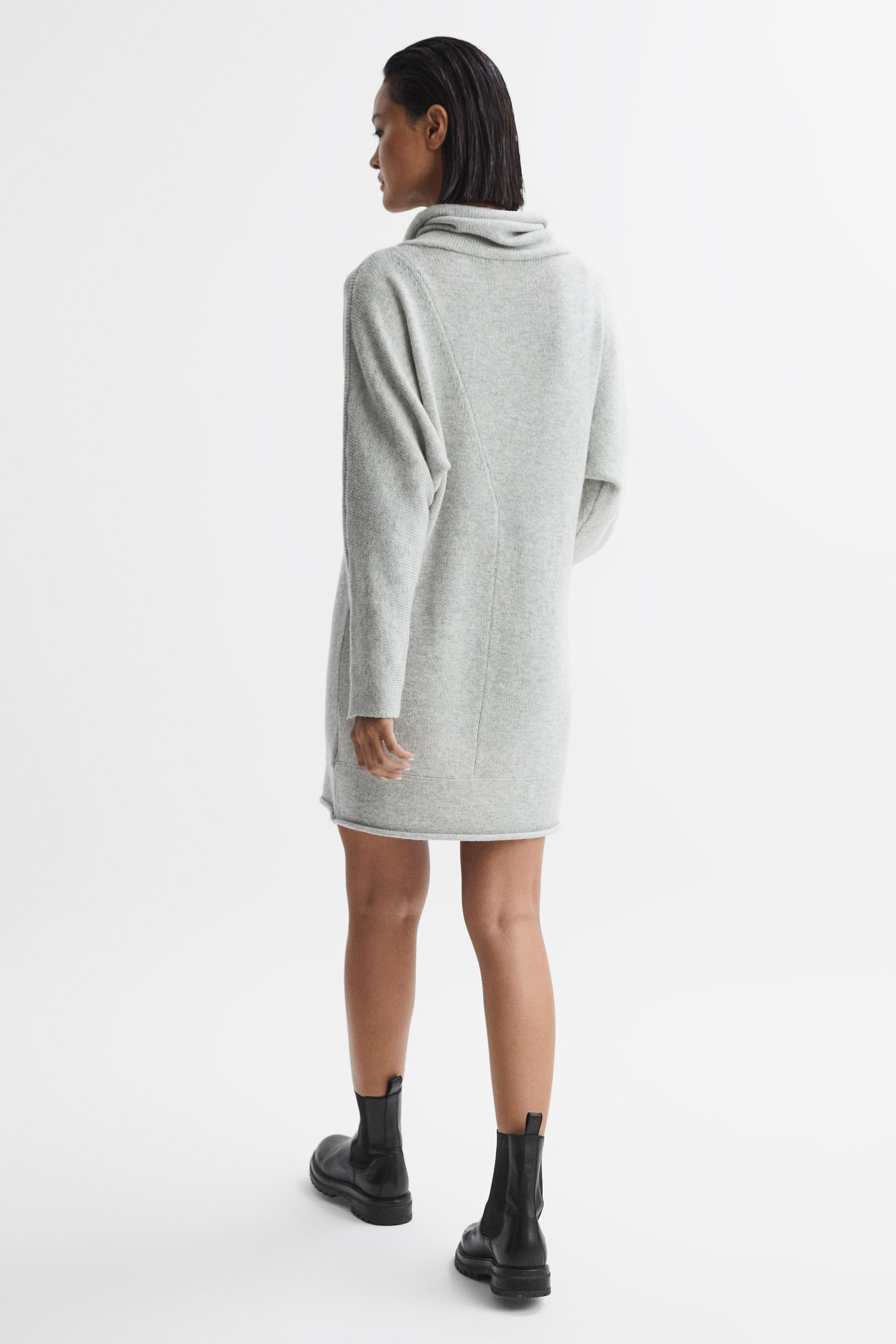 Buy Reiss Soft Grey Sami Oversized Wool Blend Cowl Neck Mini Dress from Next Saudi Arabia