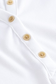 White Ribbed Button Detail Long Sleeve Henley Top - Image 7 of 7