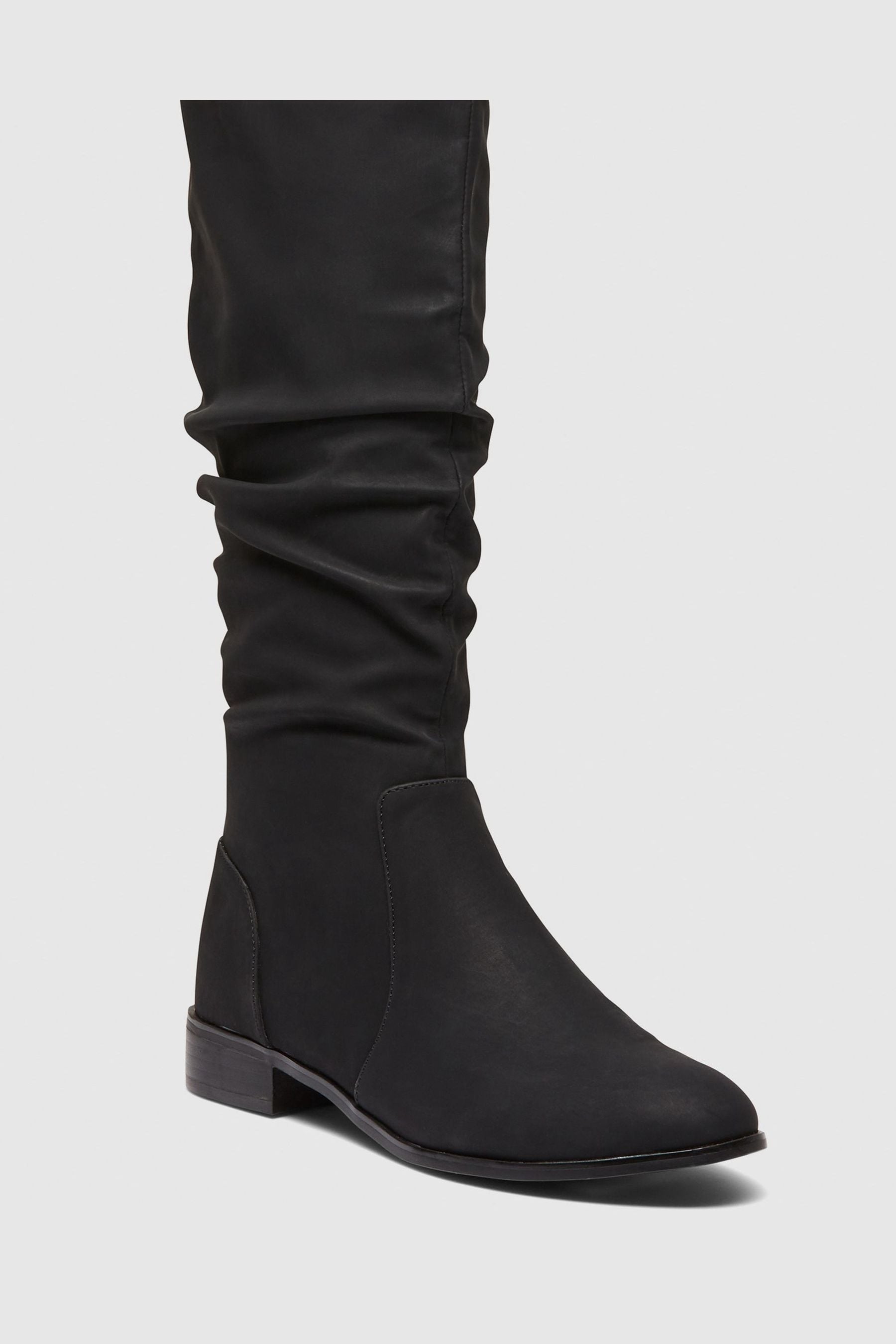 Black slouch flat boots cheap