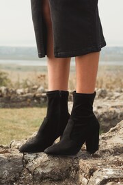 Novo Black Kellan Block Heel Sock Ankle Boots - Image 2 of 4