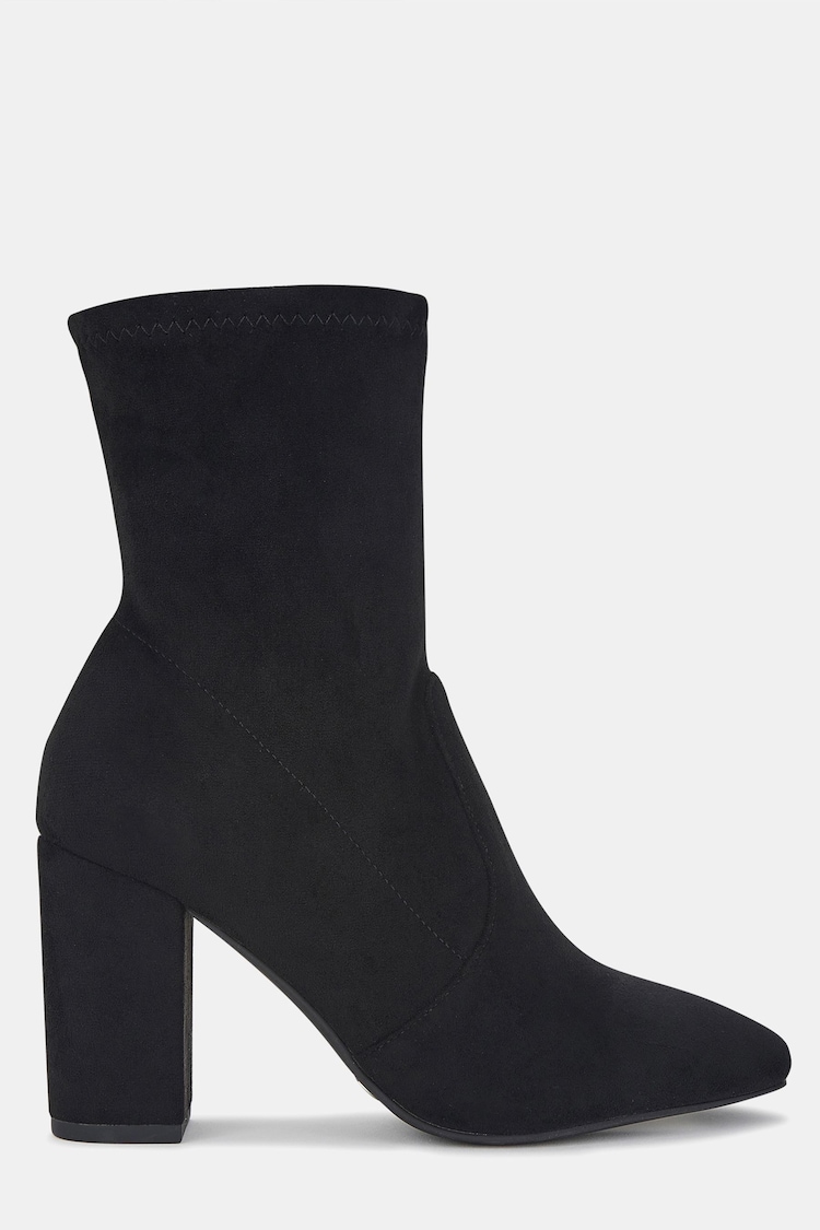 Novo Black Kellan Block Heel Sock Ankle Boots - Image 2 of 4