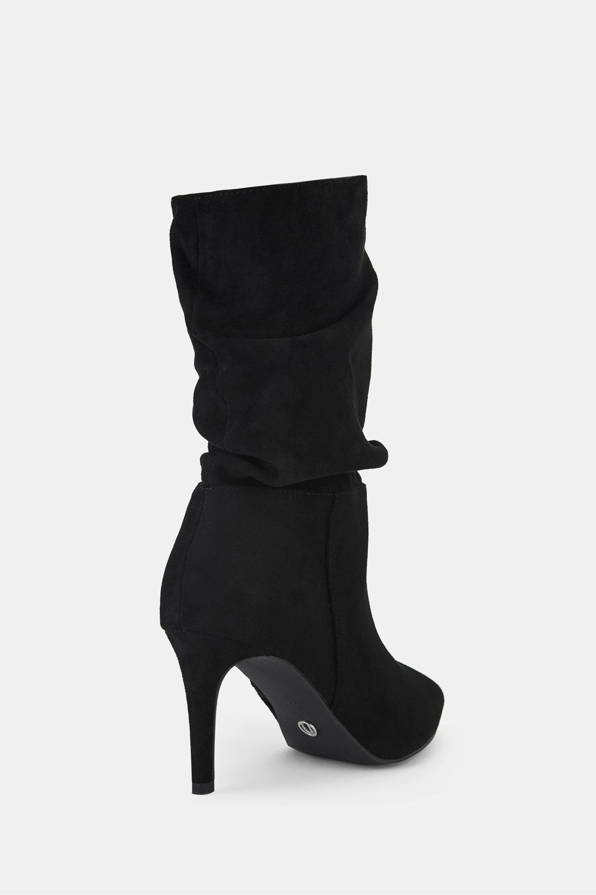 Novo Black Regular Fit Dekota Mid Heel Point Ruched Ankle Boots - Image 4 of 4