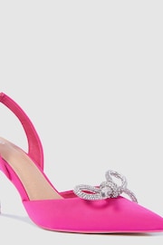 Novo Pink Intelligent Diamante Bow Point Slingback Mid Heel Courts - Image 4 of 4