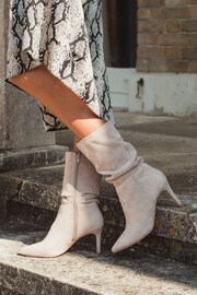 Novo Grey Regular Fit Dekota Mid Heel Point Ruched Ankle Boots - Image 1 of 4