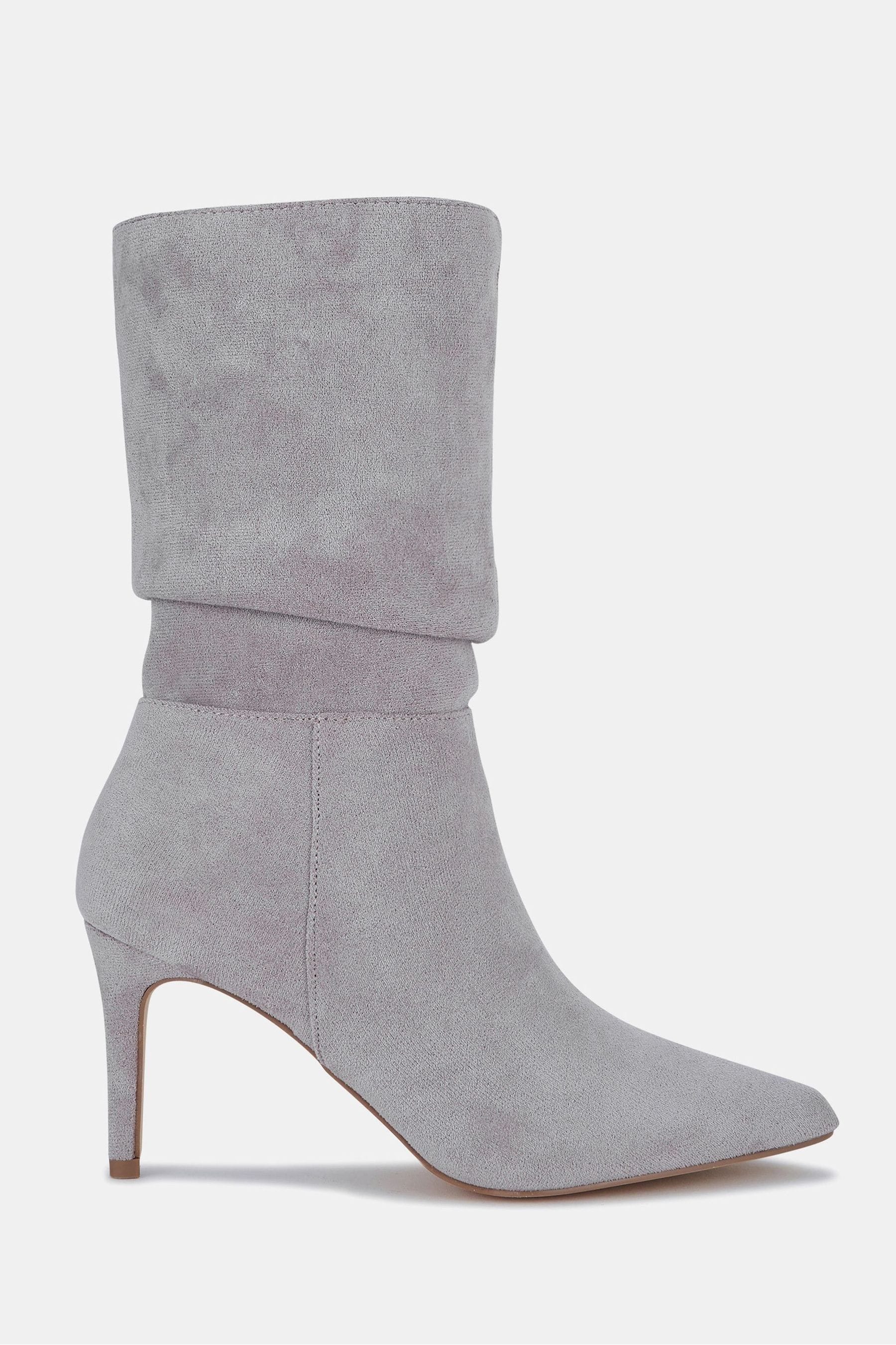 Buy Novo Grey Regular Fit Dekota Mid Heel Point Ruched Ankle Boots from Next Luxembourg