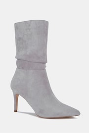 Novo Grey Regular Fit Dekota Mid Heel Point Ruched Ankle Boots - Image 3 of 4