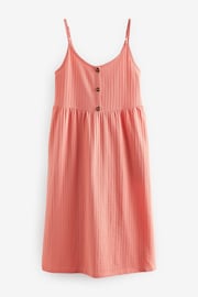 Coral Pink Button Down Cotton Cami Summer Dress - Image 4 of 5