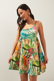 Tropical Mini Tiered Summer Cotton Dress - Image 1 of 3