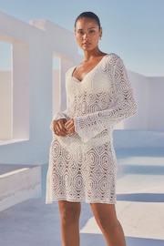 White Crochet Beach Cover-Up - Image 1 of 7