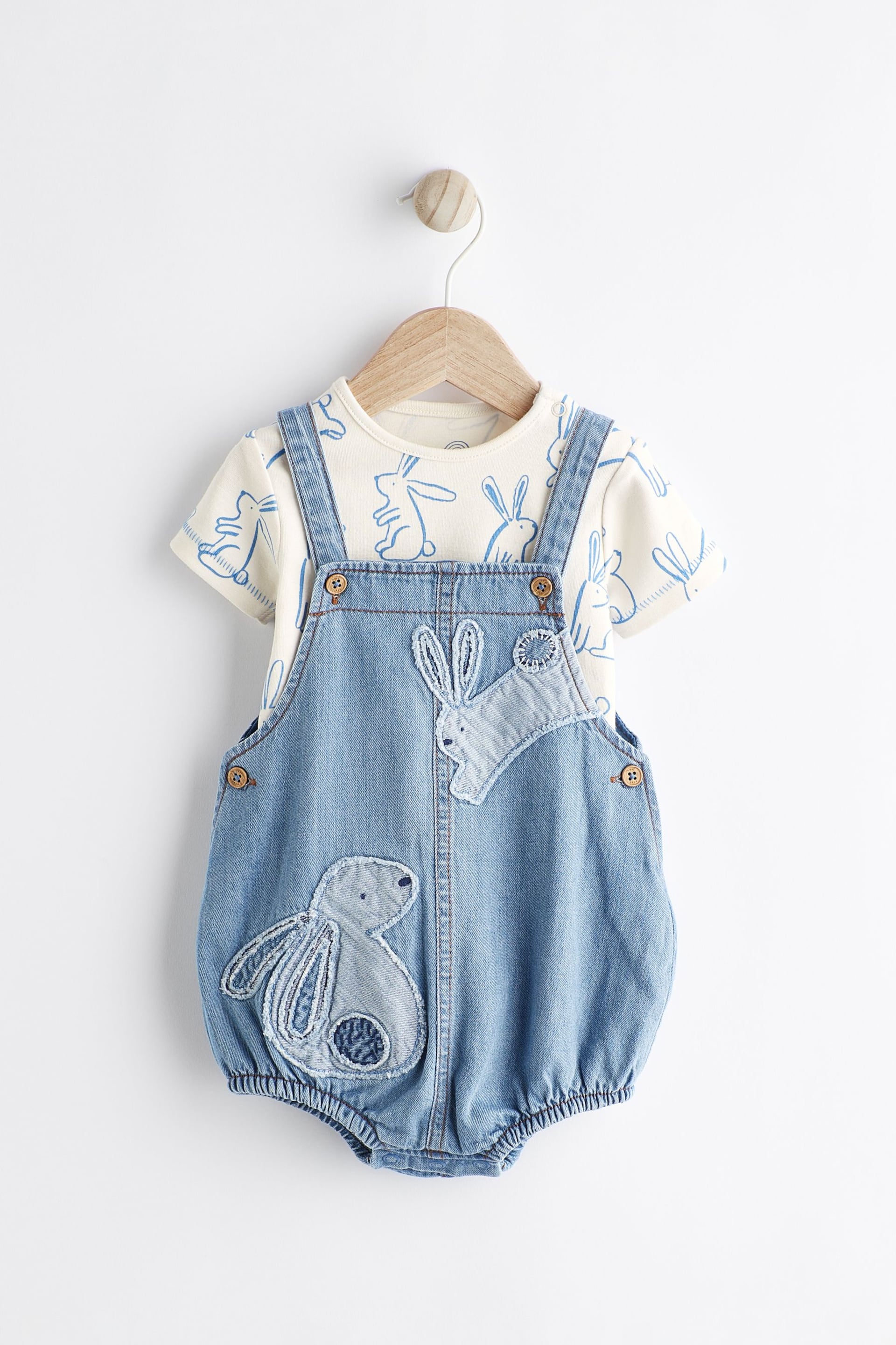 Denim Blue Dungarees And Bodysuit Baby Set (0mths-2yrs) - Image 1 of 8