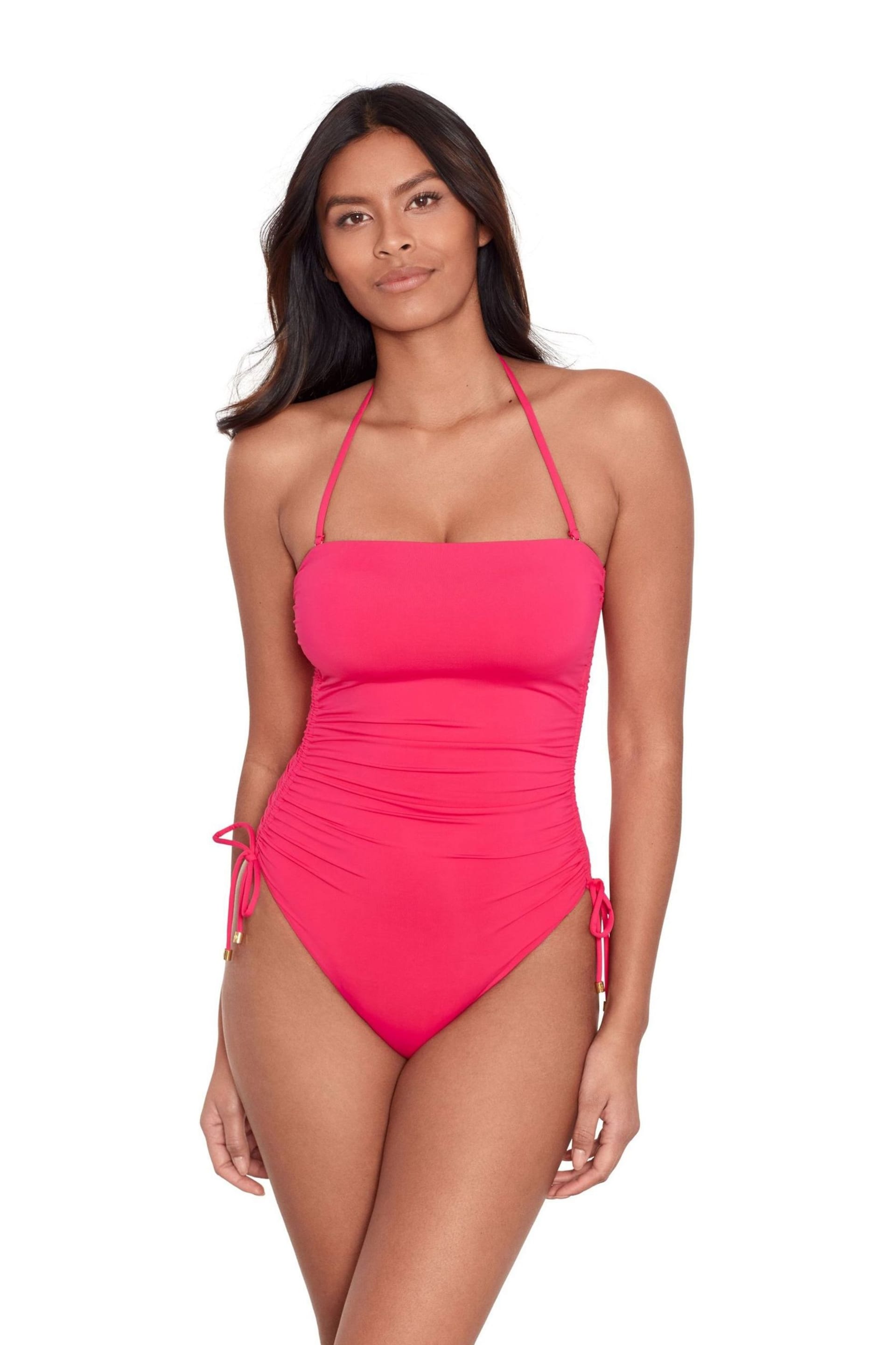 Lauren Ralph Lauren Pink Beach Club Solids Ruched Strapless Swimsuit - Image 2 of 5