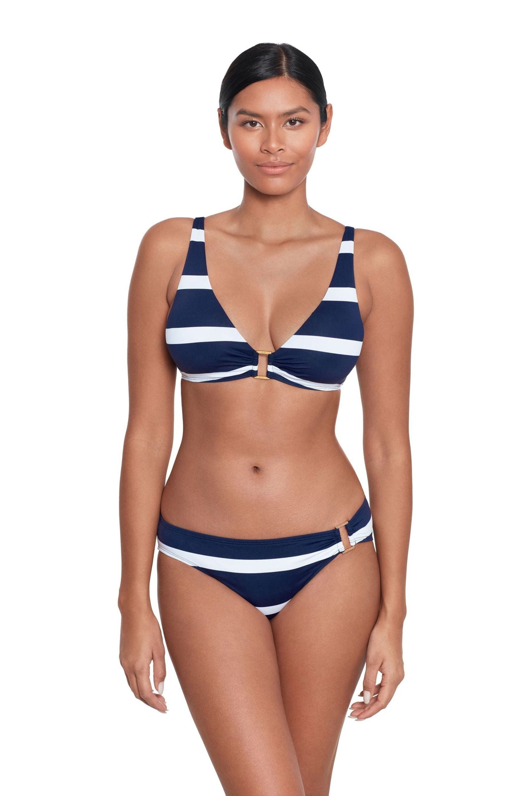 Buy Lauren Ralph Lauren Blue Mariner Stripe Ring Front Halter Bikini Top from Next Luxembourg