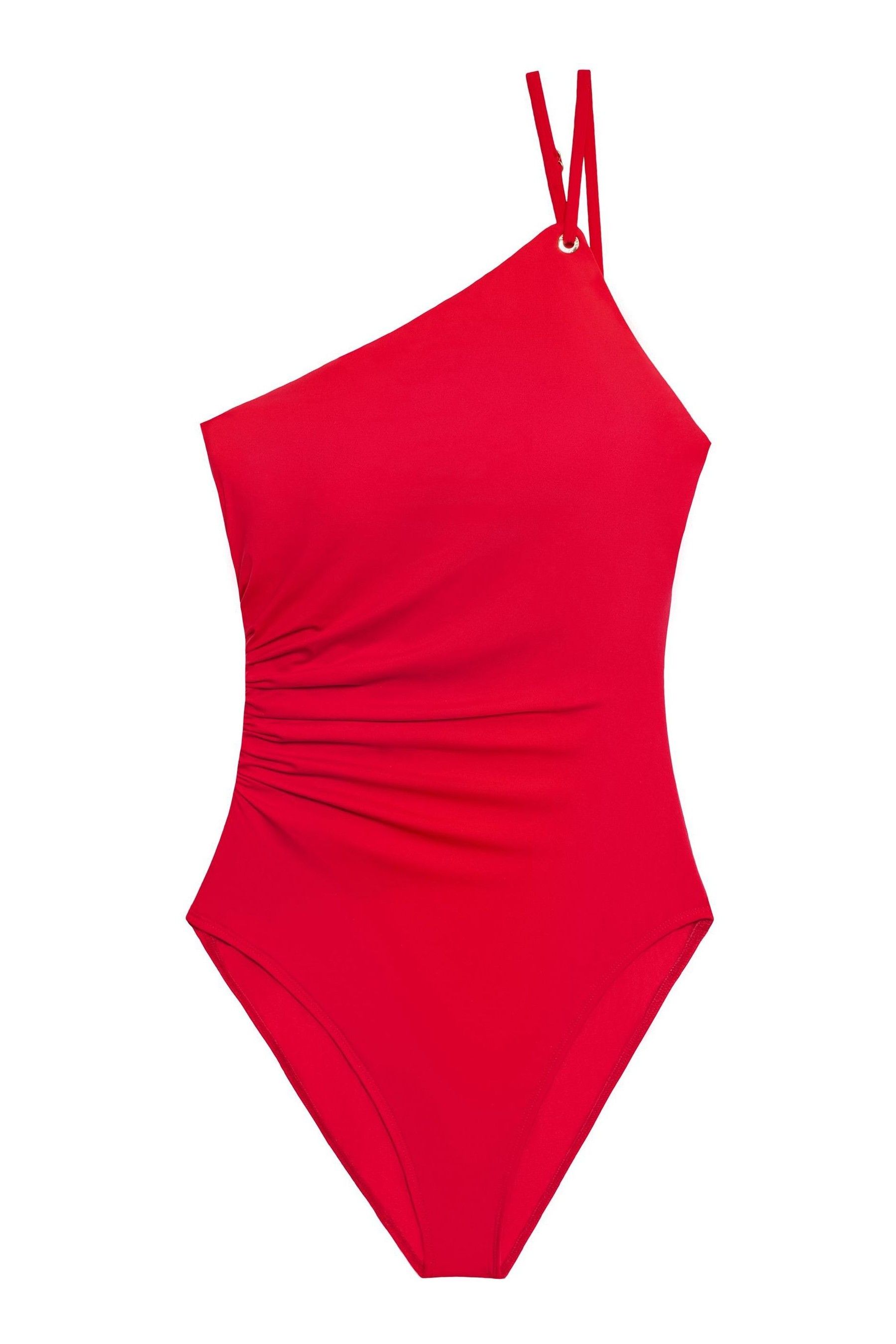 Red one shoulder one piece swimsuit new arrivals