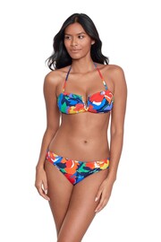 Lauren Ralph Lauren Blue Bold Abstract Floral V Wire Bandeau Bikini Top - Image 1 of 4