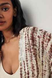 Rust Brown/Gold Tie Front Kimono Cover-Up - Image 4 of 7