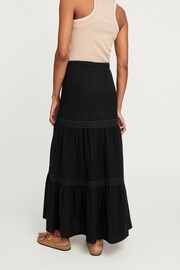 Black Textured Maxi Skirt With Crochet Trim - Image 3 of 6