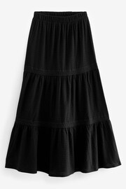 Black Textured Maxi Skirt With Crochet Trim - Image 5 of 6