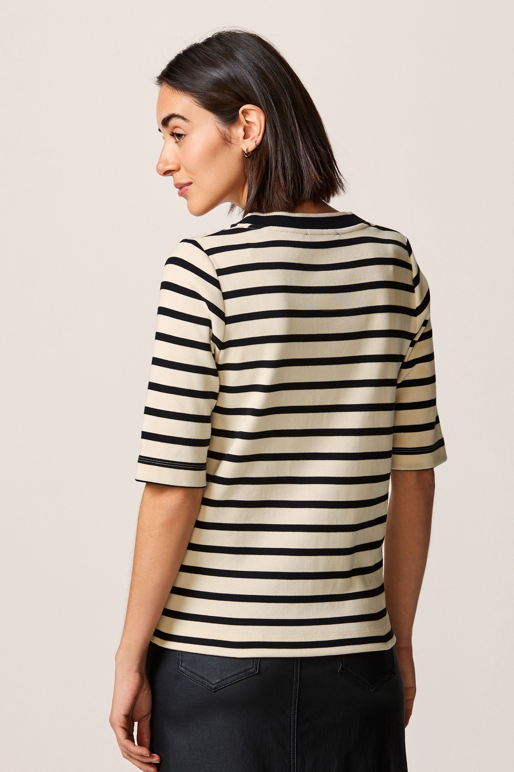 Buy Black and Cream Striped Short Sleeve Cardigan from Next Luxembourg
