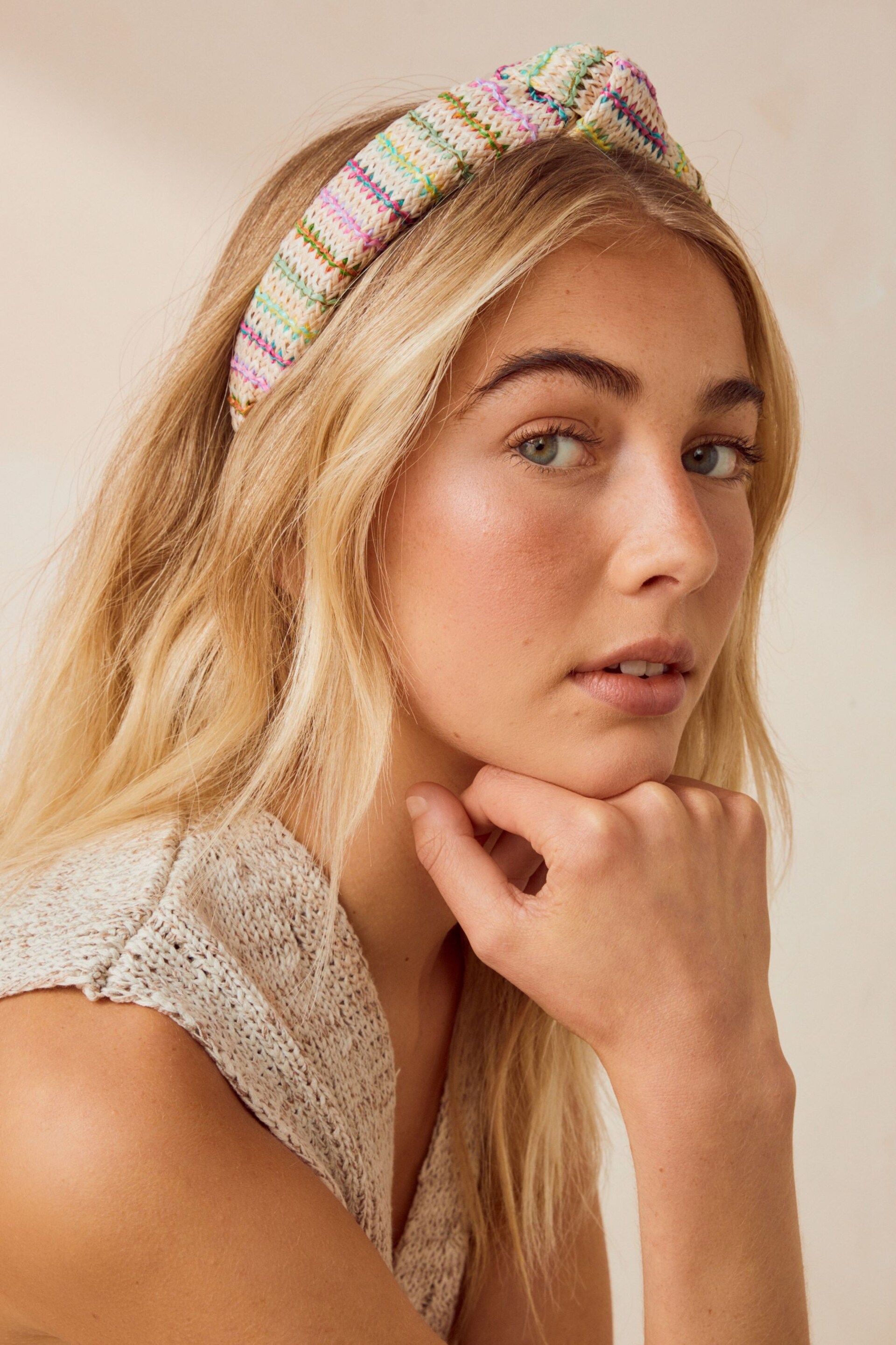 Multi Stripe Structured Knot Headband - Image 1 of 3