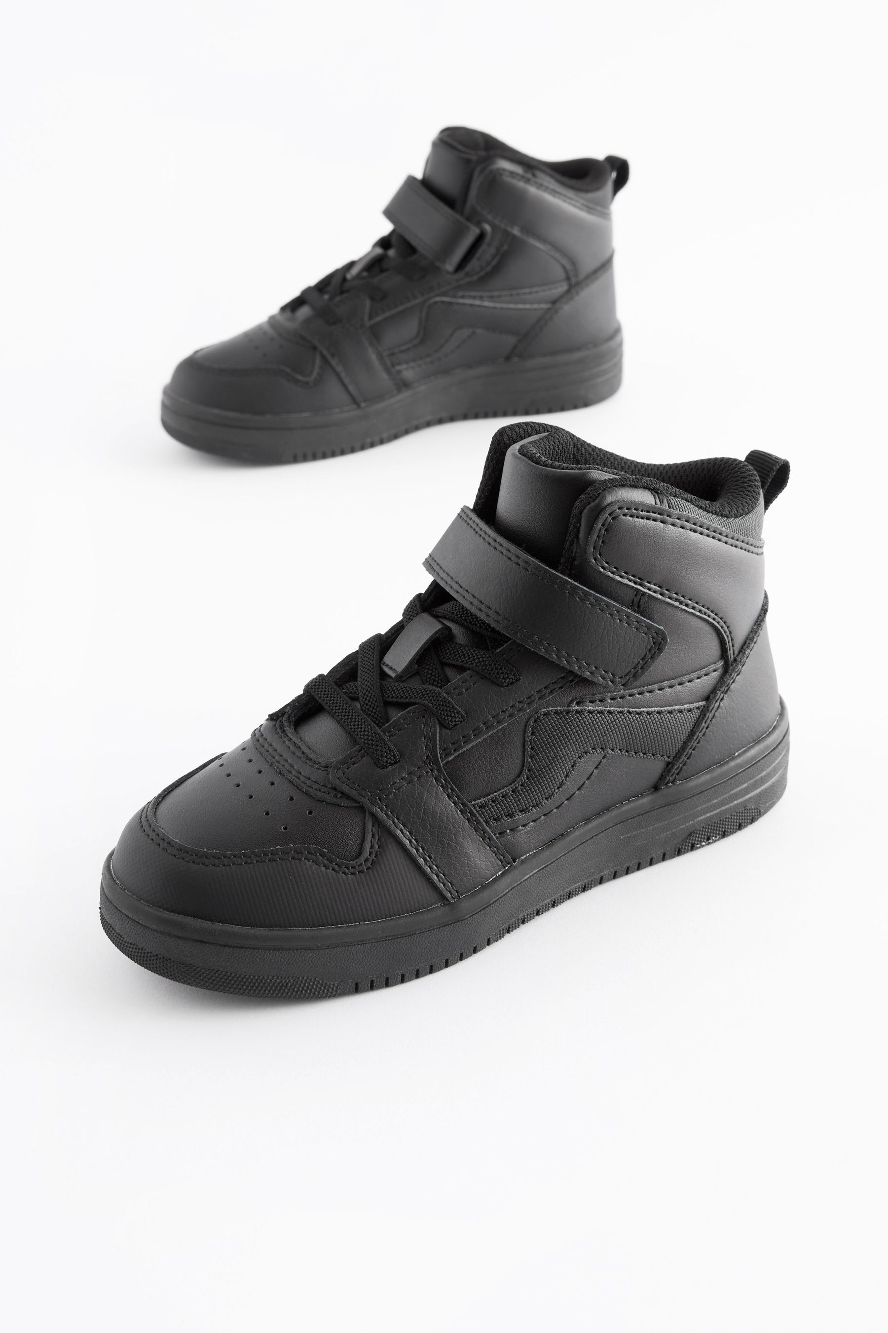 Black trainer school shoes discount
