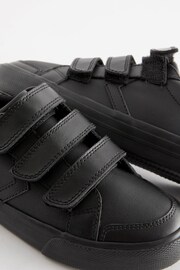 Black Wide Fit (G) School Touch Fastening 3 Strap Shoes - Image 3 of 6