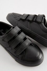 Black Wide Fit (G) School Touch Fastening 3 Strap Shoes - Image 6 of 6