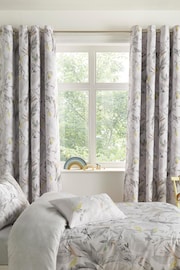 Little Knightley Grey Peru Lined 167x137cm Eyelet Curtains - Image 1 of 2