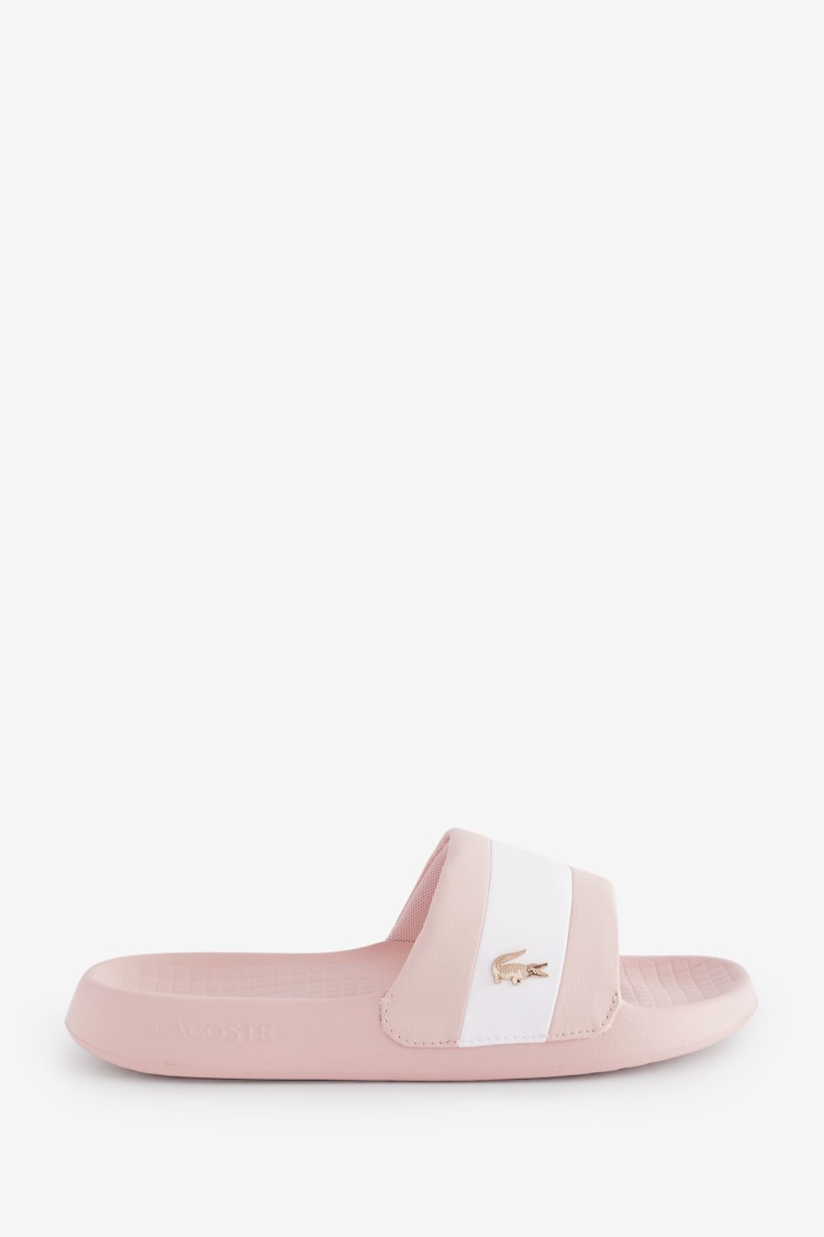 Lacoste Pink Logo Stripe Sliders - Image 1 of 1