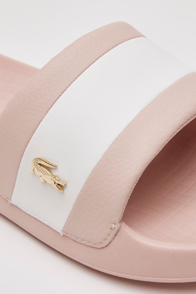 Lacoste Pink Logo Stripe Sliders - Image 5 of 5