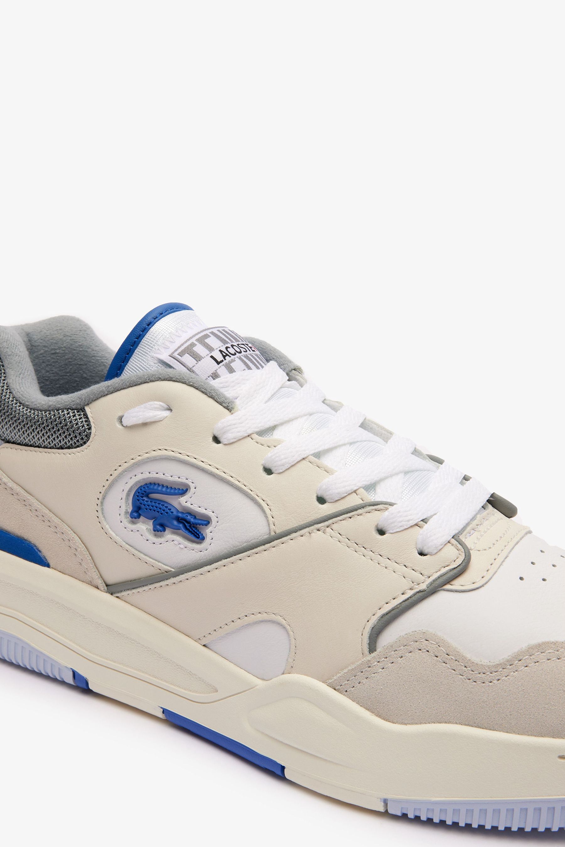 Lacoste blue leather trainers store