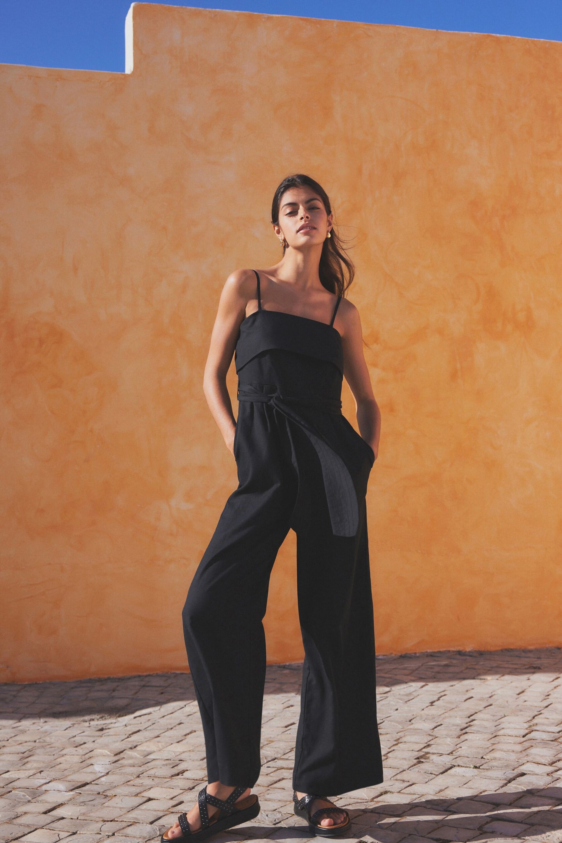 Black Belted Jumpsuit Contains Linen - Image 1 of 6