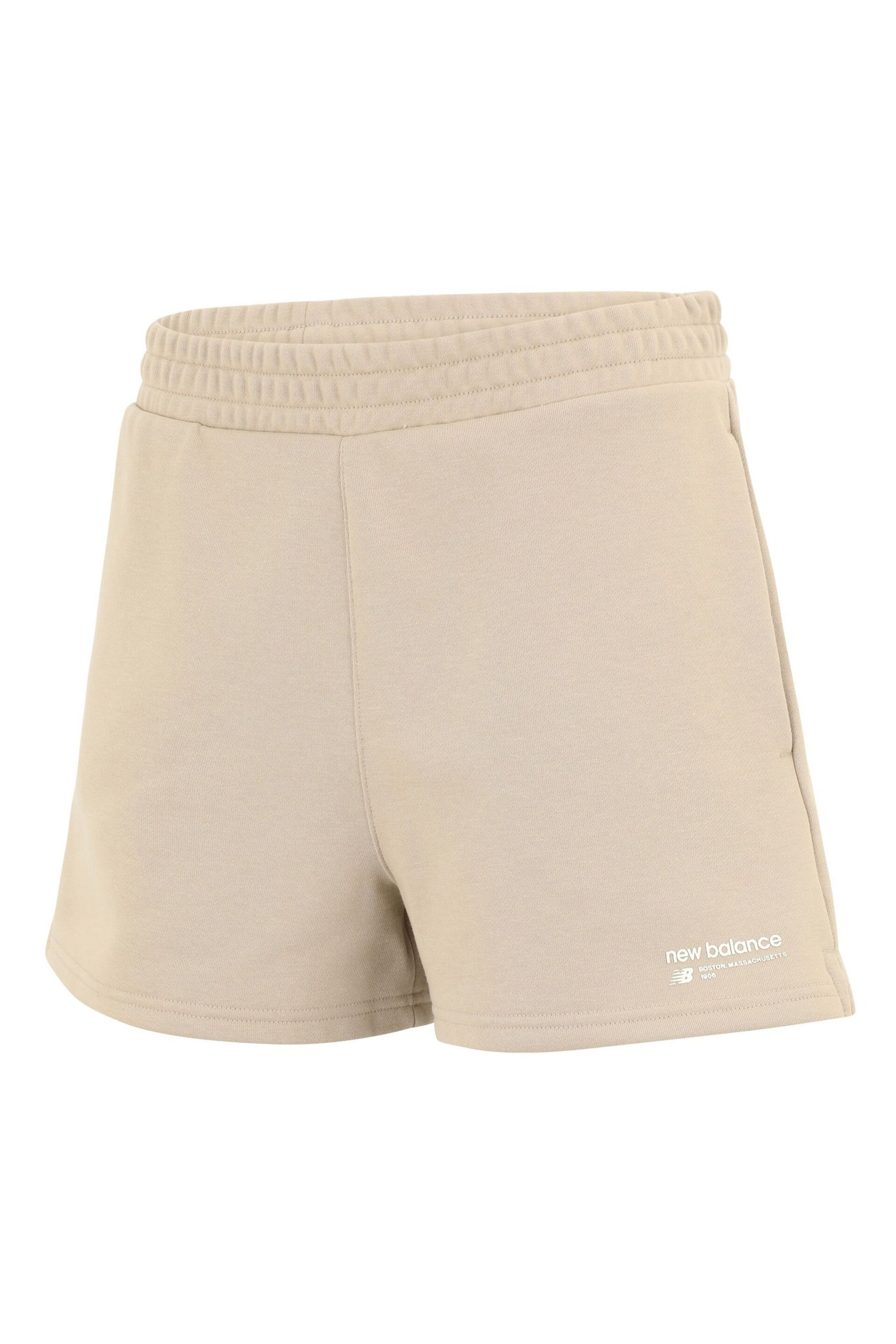 New Balance Brown Linear Heritage French Terry Shorts - Image 6 of 7
