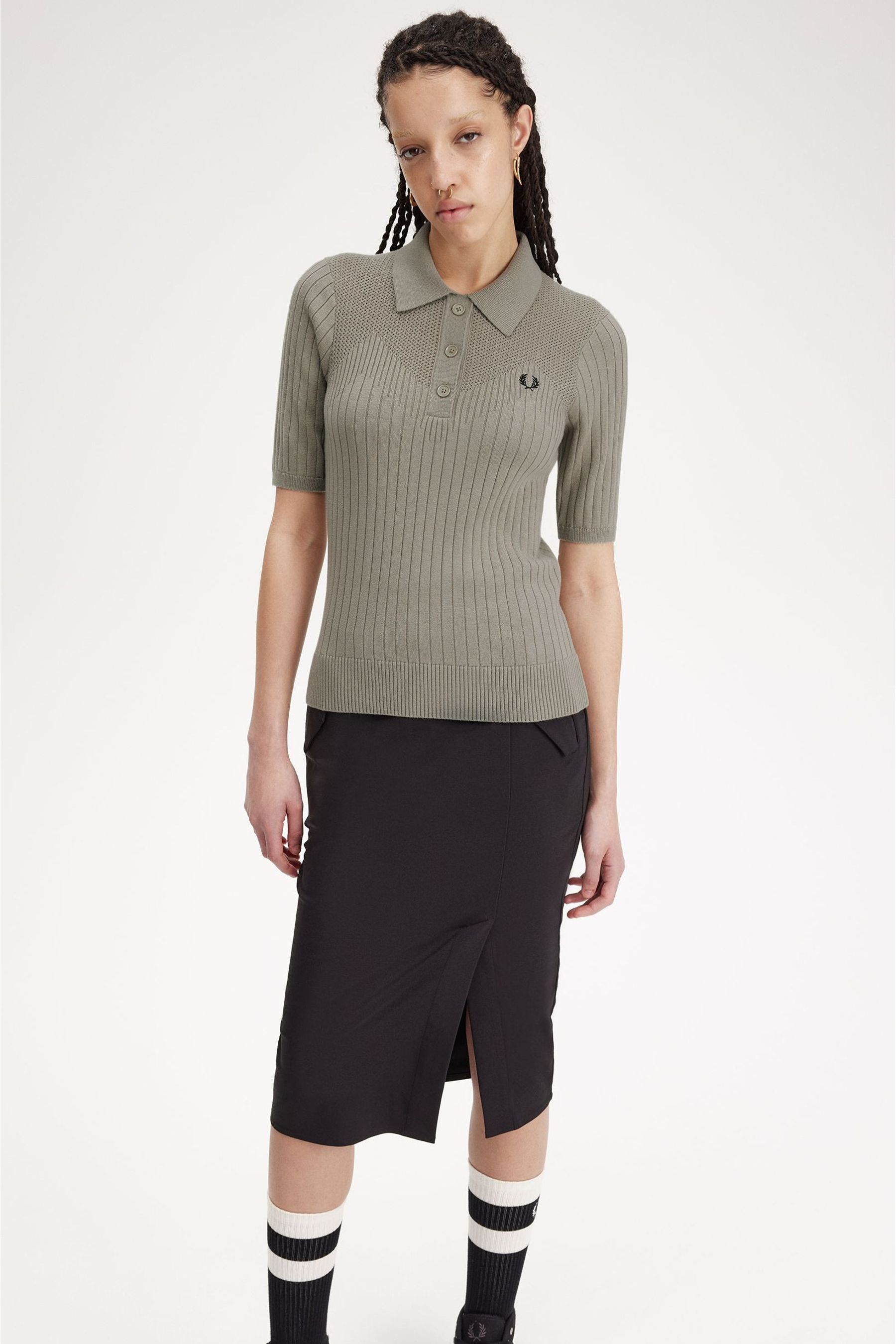 Buy Fred Perry Beige Ponitelle Detail Knitted Polo Shirt from Next Luxembourg