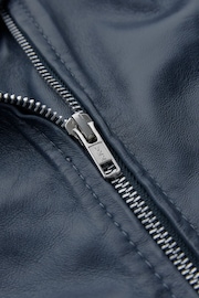 Celtic & Co. Navy Leather Biker Jacket - Image 6 of 7