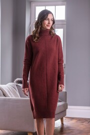 Celtic & Co. Lambswool Roll Neck Brown Dress - Image 1 of 10