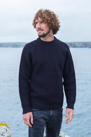 Celtic & Co. Mens Cream Waffle Stitch Crew Jumper - Image 1 of 4