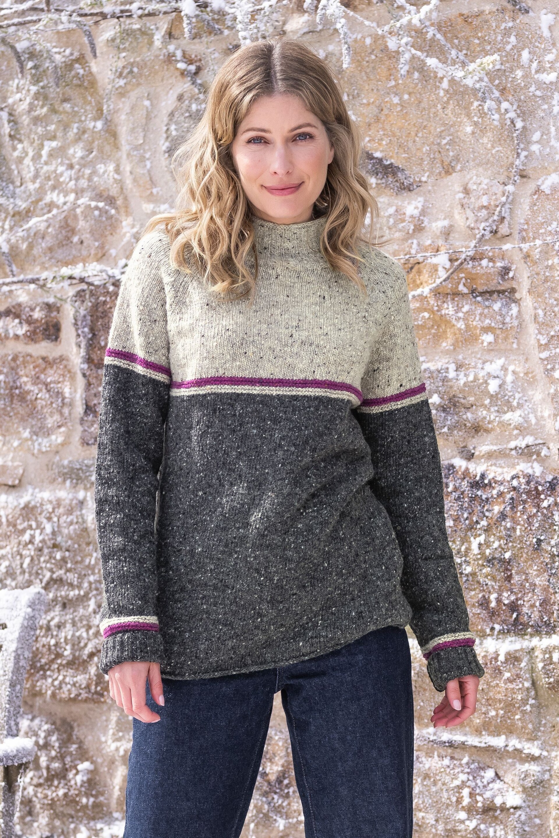 Celtic & Co. Grey Flecked Funnel Neck Jumper - Image 2 of 8