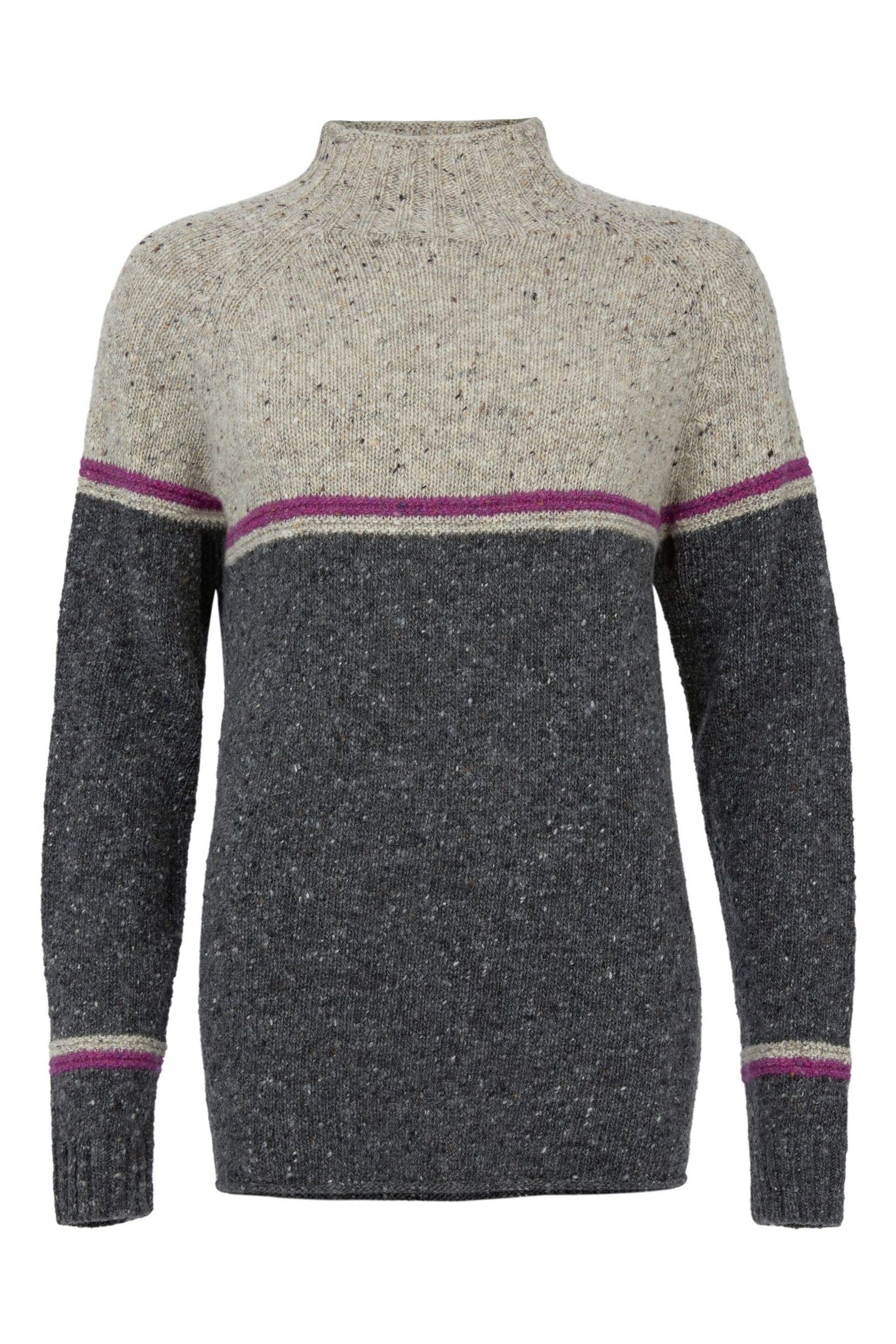 Celtic & Co. Grey Flecked Funnel Neck Jumper - Image 3 of 8