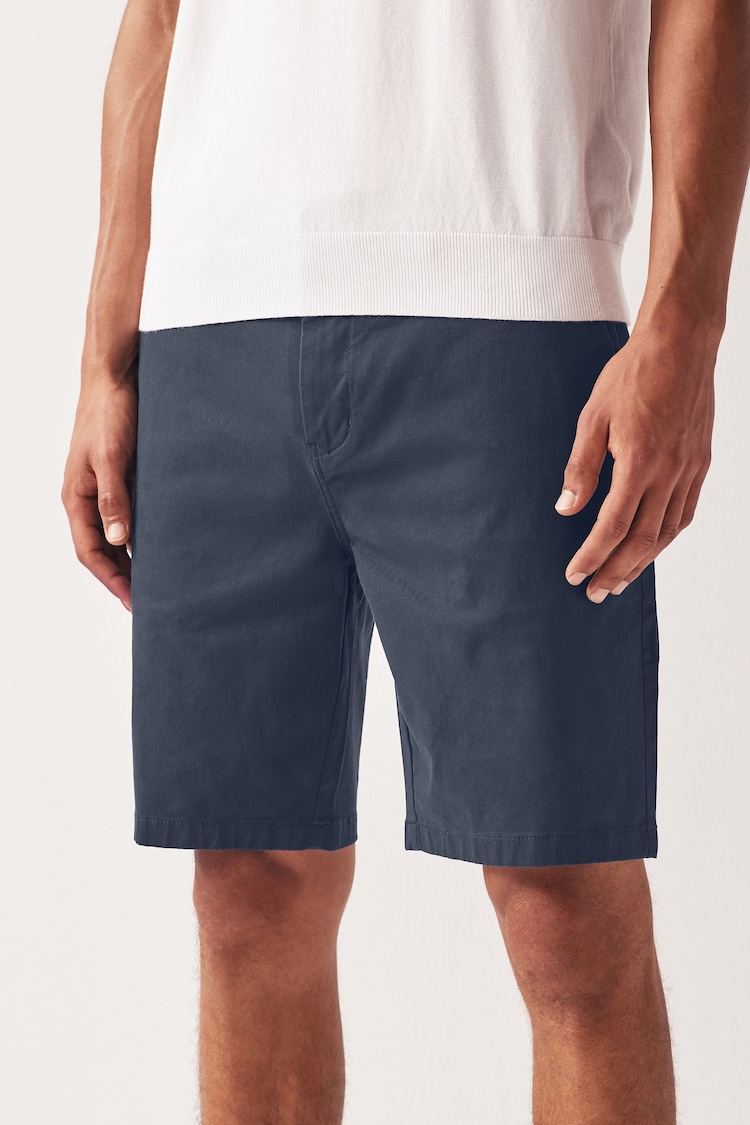 Mid Blue Straight Fit Stretch Chinos Shorts - Image 1 of 5