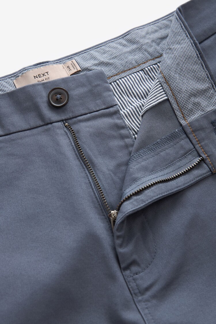 Mid Blue Slim Fit Stretch Chinos Shorts - Image 8 of 9