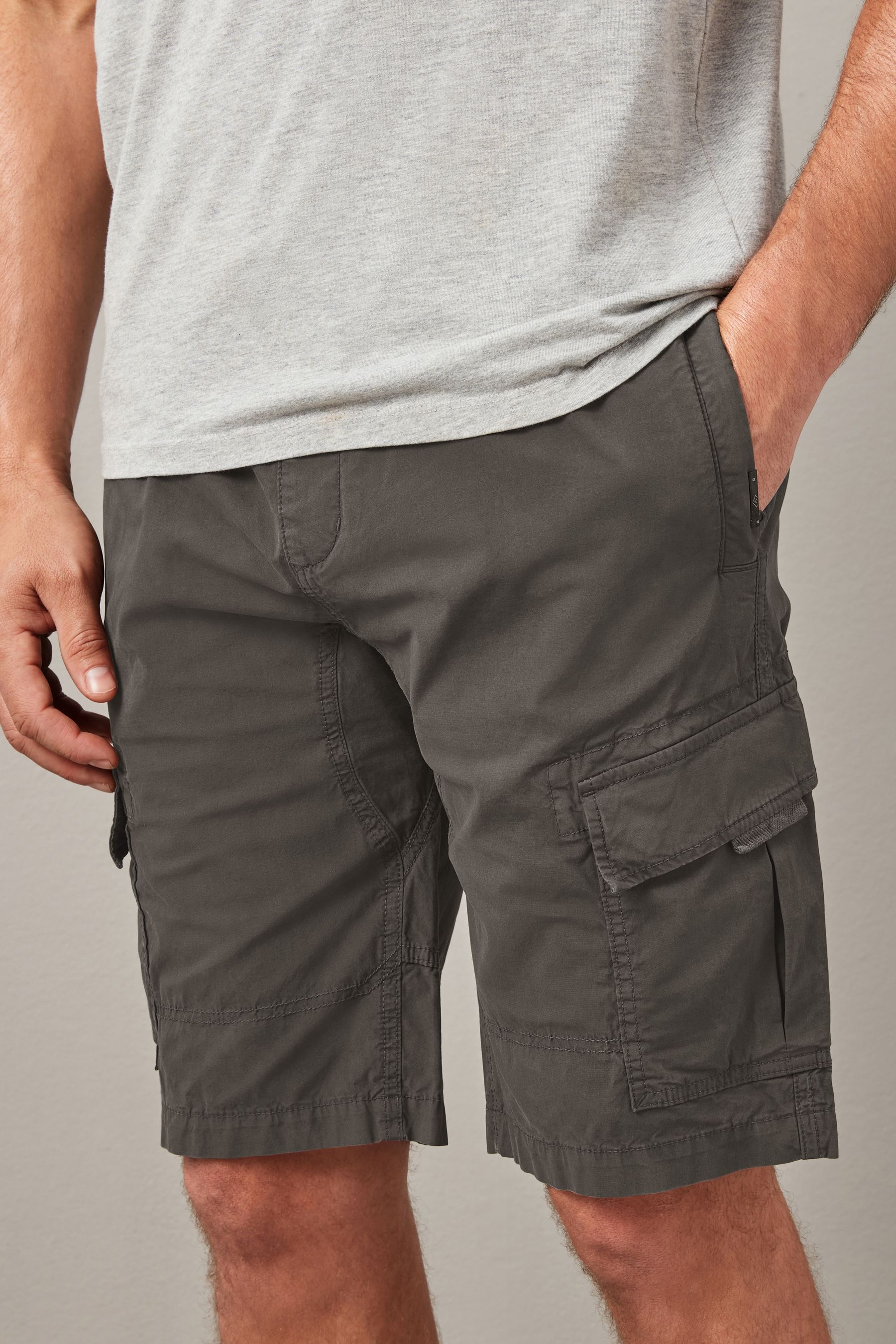 Buy Charcoal Grey Drawstring Waist Cargo Shorts from the Next UK online shop