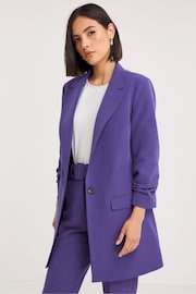 Simply Be Purple Ruched Sleeve Blazer - Image 1 of 5