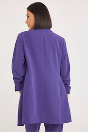 Simply Be Purple Ruched Sleeve Blazer - Image 2 of 5