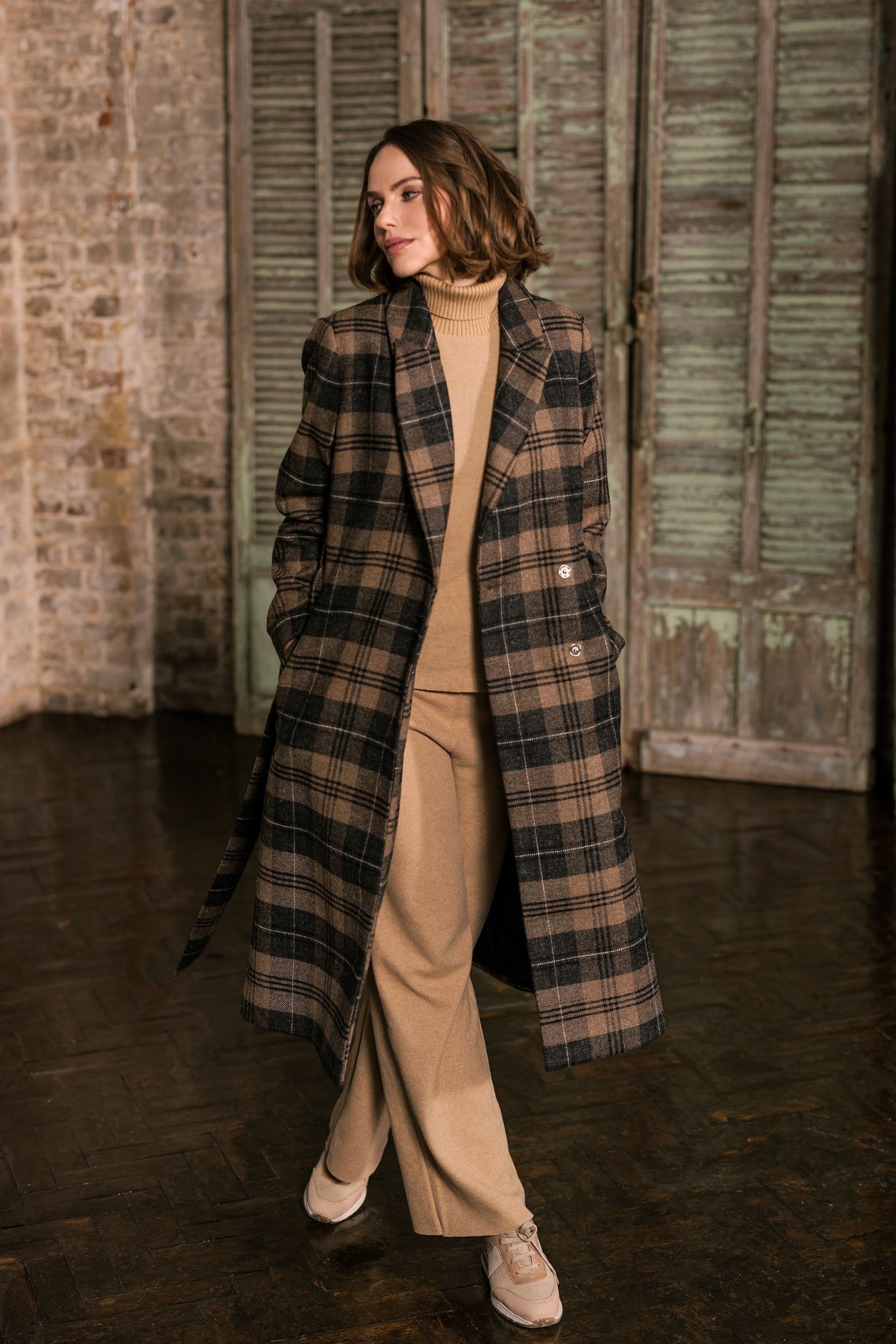 Celtic & Co. Wool Wrap Brown Coat - Image 1 of 6