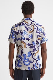 Reiss White Multi Scout Abstract Print Cuban Collar Shirt - Image 5 of 5