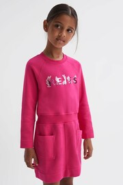 Reiss Pink Janine Junior Sweatshirt Dress - Image 3 of 6